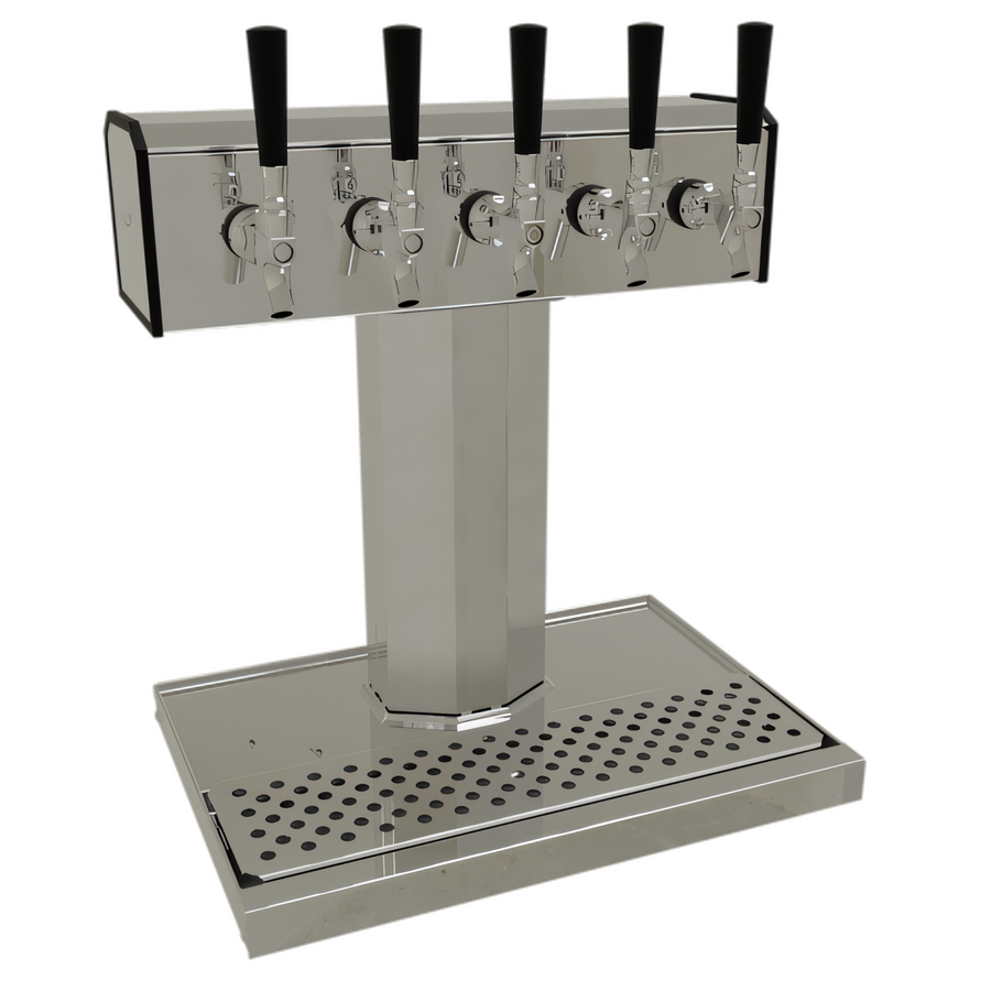 Product image #1 for Glastender Tee Draft Dispensing Tower with 5 Faucets, Countertop, Air-Cooled, Stainless Steel, Polished Chrome