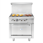 Thumbnail image #1 for Koolmore KM-CRG36G-NG 36-Inch Commercial Natural Gas Range with Carbon Steel Griddle Top, Oven, and Stainless Steel Exterior