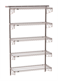 Metro SmartWall Tall Wall-Mounted Shelving Starter Kit, 5 Wire Shelves