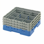 Thumbnail image #2 for Cambro Camrack® 9S638168 Full-Size 9-Compartment Glass Rack with 3 Extenders, Blue, Fits Glasses up to 5-7/8-Inch Diameter Case of 3