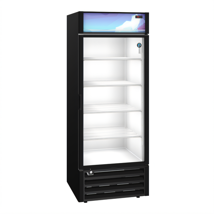 Product image #1 for Hoshizaki 26 Cu. Ft. Black Single-Section Glass Door Reach-In Merchandiser Refrigerator