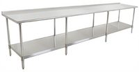 Eagle Group Spec-Master 120-Inch x 24-Inch Stainless Steel Work Table with 1-1/2-Inch Rear Up-Turn and Adjustable Undershelf