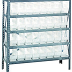 Thumbnail image #1 for Quantum 1839-203CL Heavy-Duty Galvanized Stationary Wire Shelving Unit, 36 x 18 x 39 in., 5 Shelves with 32 Clear Bins