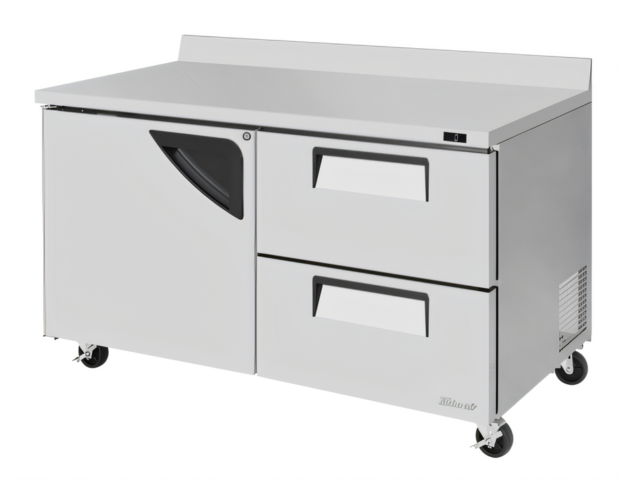 Product image #1 for Turbo Air Super Deluxe Two-Section 60-1/4-Inch Stainless Steel Worktop Freezer with Left-Hinged Door and 2 Drawers