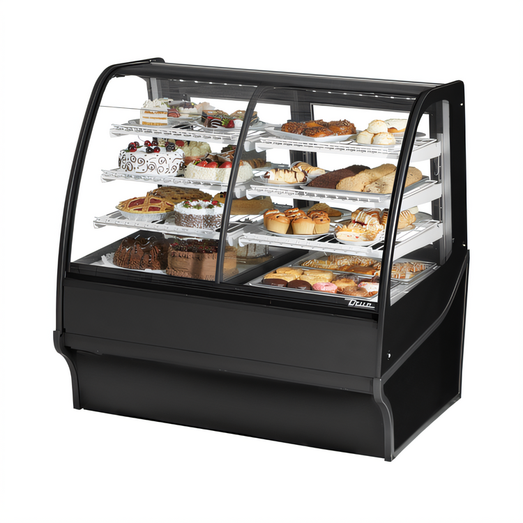 Product image #1 for True 48-1/4 Inch Dual Zone Curved Glass Display Merchandiser with Glass Ends and Self-Contained R290 Refrigeration