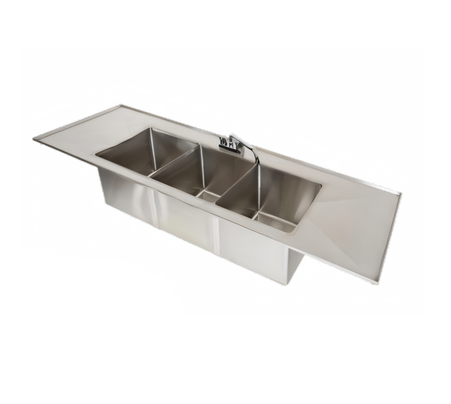 Product image #1 for 75-Inch Three-Compartment Drop-In Stainless Steel Sink with Dual Drainboards