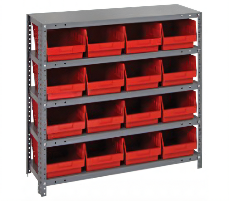 Product image #1 for Quantum Heavy-Duty Stationary Wire Shelving Unit with 5 Shelves and 16 Bins, 36 x 18 x 39 Inches