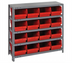 Thumbnail image #1 for Quantum Heavy-Duty Stationary Wire Shelving Unit with 5 Shelves and 16 Bins, 36 x 18 x 39 Inches
