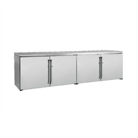Perlick BBRLP96 Low-Height 4-Door Remote Back Bar Refrigerator, 96-Inch Wide, Black Exterior, Stainless Steel Top