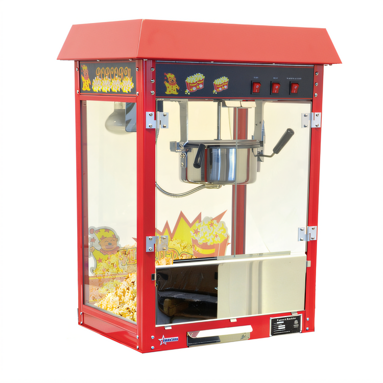 Product image #1 for Countertop Electric Popcorn Popper Machine with 8 oz Kettle, Tempered Glass Panels, and Lighted Cabinet