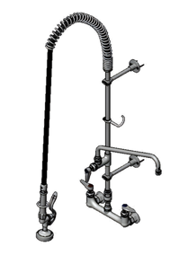 T&S Brass EasyInstall Wall-Mount Pre-Rinse Unit with Add-On Faucet, 8-Inch Adjustable Centers, 14-Inch Swing Nozzle