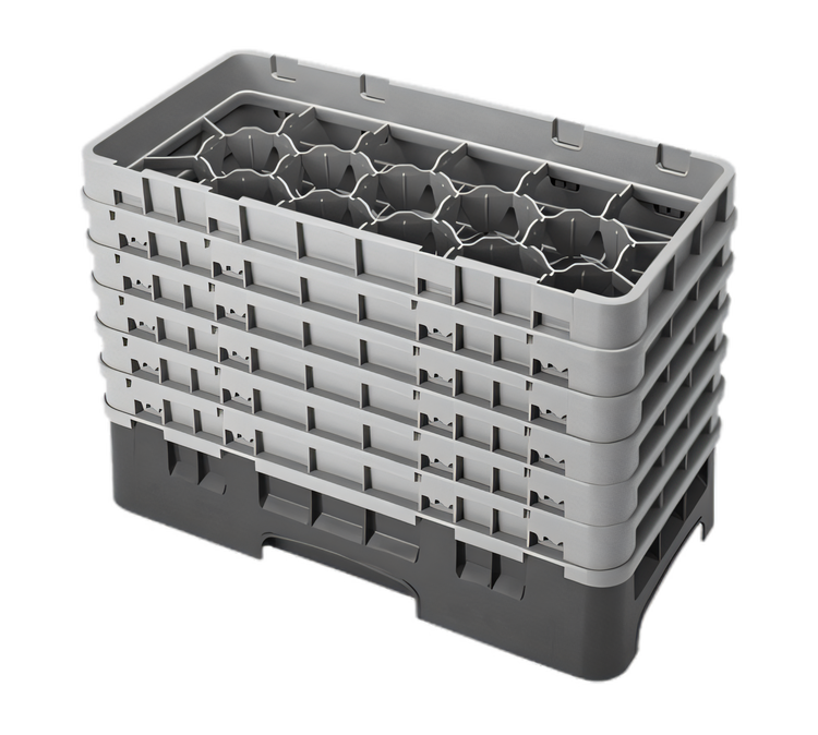 Product image #2 for Cambro Camrack Half-Size 17-Compartment Glass Rack with 6 Extenders, Soft Gray