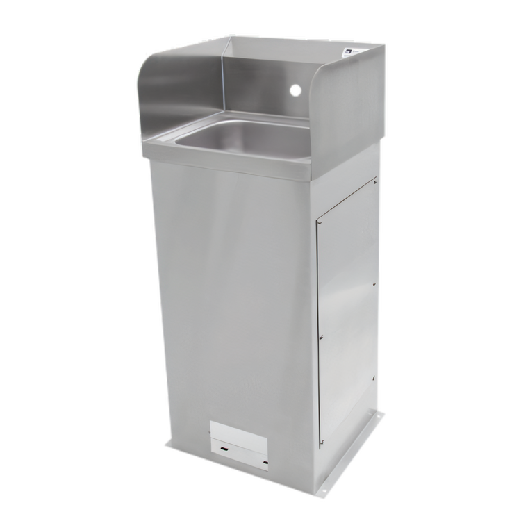 Product image #1 for John Boos Pro-Bowl Floor-Mount Stainless Steel Hand Sink with 14 x 10 x 5 Bowl, Backsplash, Faucet, and Foot Valves