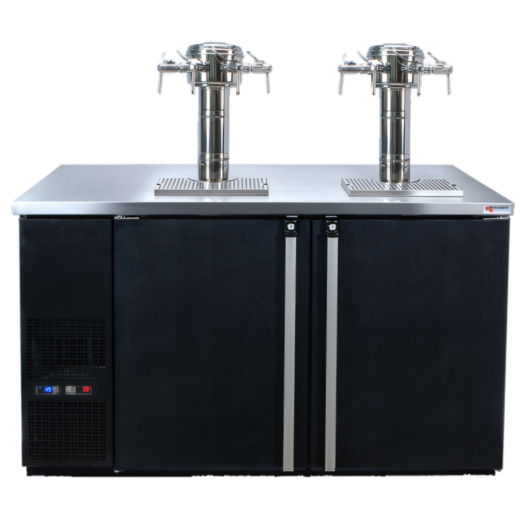 Product image #1 for Pro-Line E-Series Dual-Temperature Wine Cooler Dispenser, Two-Section, 59-1/2 Inch Wide, 8 x 1/6 Barrel Keg Capacity
