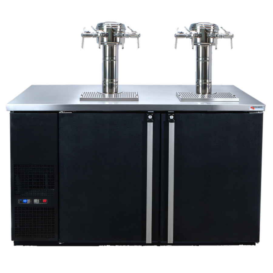 Product image #1 for Pro-Line E-Series Dual-Temperature Wine Cooler Dispenser, Two-Section, 59-1/2 Inch Wide, 8 x 1/6 Barrel Keg Capacity