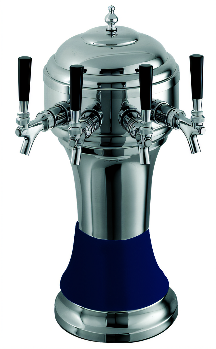 Product image #1 for Perlick Roma 5-Faucet Glycol-Cooled Countertop Draft Beer Tower with Blue Ceramic Skirt