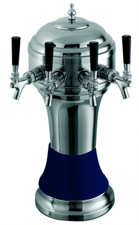 Perlick Roma 5-Faucet Glycol-Cooled Countertop Draft Beer Tower with Blue Ceramic Skirt