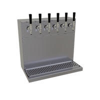 Glastender Wall-Mount Glycol-Cooled Draft Dispensing Tower with 6 Stainless Steel Faucets
