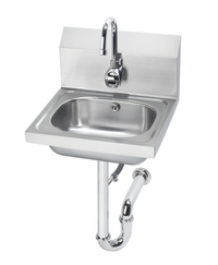 Stainless Steel Wall-Mount Hand Sink with Splash-Mount Electronic Gooseneck Faucet