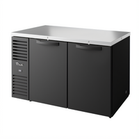 Two-Section Pass-Thru Single-Zone Refrigerated Back Bar Cooler, 60-Inch Wide, 4 Solid Doors