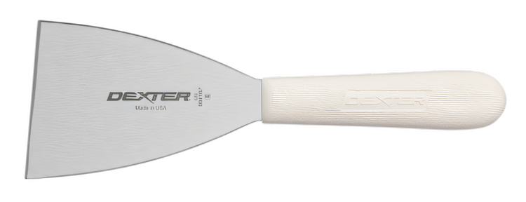 Product image #2 for Sani-Safe 3-Inch Stiff Griddle Scraper with Stainless Steel Blade and White Polypropylene Handle