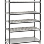 Thumbnail image #1 for Cambro Camshelving® Elements EXU214284VS5480 5-Tier Stationary Polymer Shelving Unit, 4 Vented/1 Solid, 21 x 42 x 84 Inches, Speckled Gray