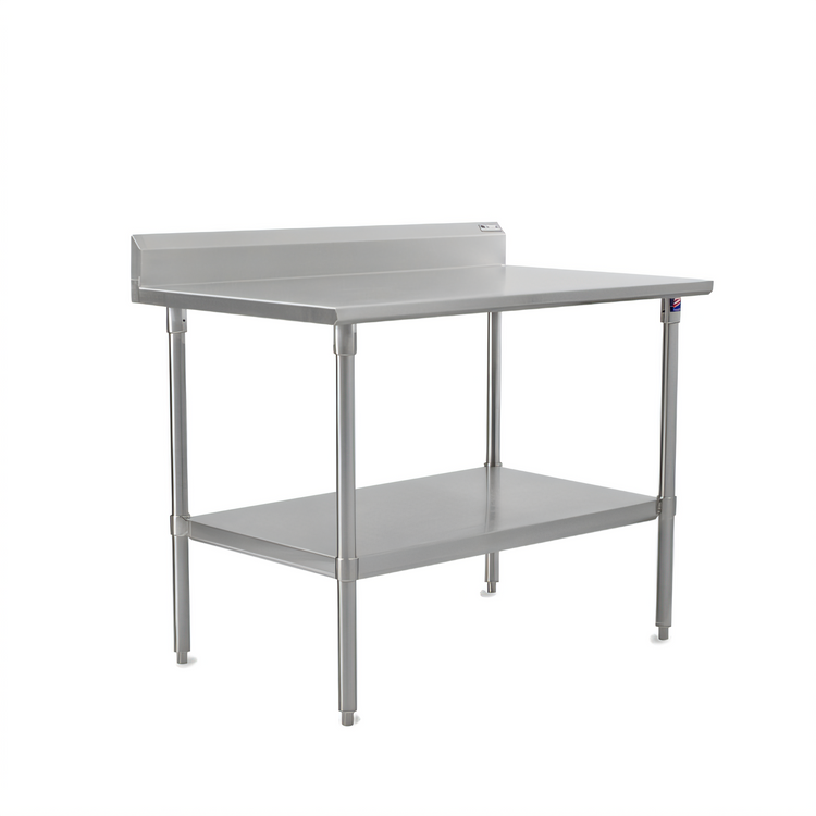 Product image #1 for John Boos Stallion 84" W x 36" D 16-Gauge Stainless Steel Work Table with 5" Backsplash and Undershelf