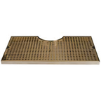 Thumbnail image #1 for Micro Matic USA DP-734DSSPVD 18" x 9" Surface-Mount Stainless Steel Drip Tray Trough with Perforated PVD Brass Screen