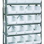 Thumbnail image #1 for Quantum QSBU-240CL Heavy-Duty Wire Shelving Unit, 12"D x 36"W x 75"H, 8 Shelves, 28 Clear Bins, 400 lb. Per Shelf