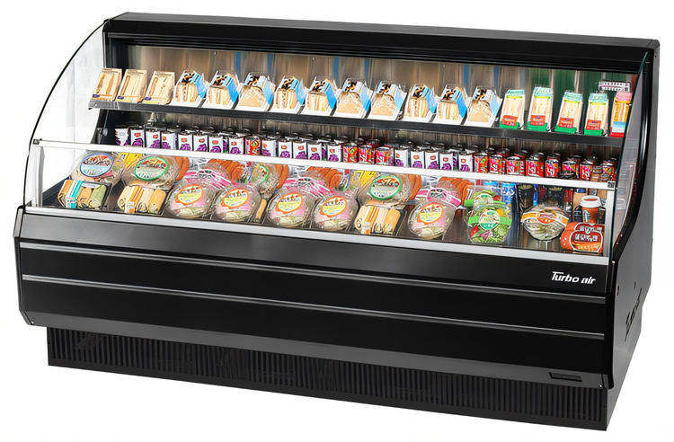 Product image #1 for Turbo Air Low-Profile Horizontal Open Display Merchandiser with Glass Side Panels, 75-3/4W, 14.8 Cu. Ft., Self-Contained, R290