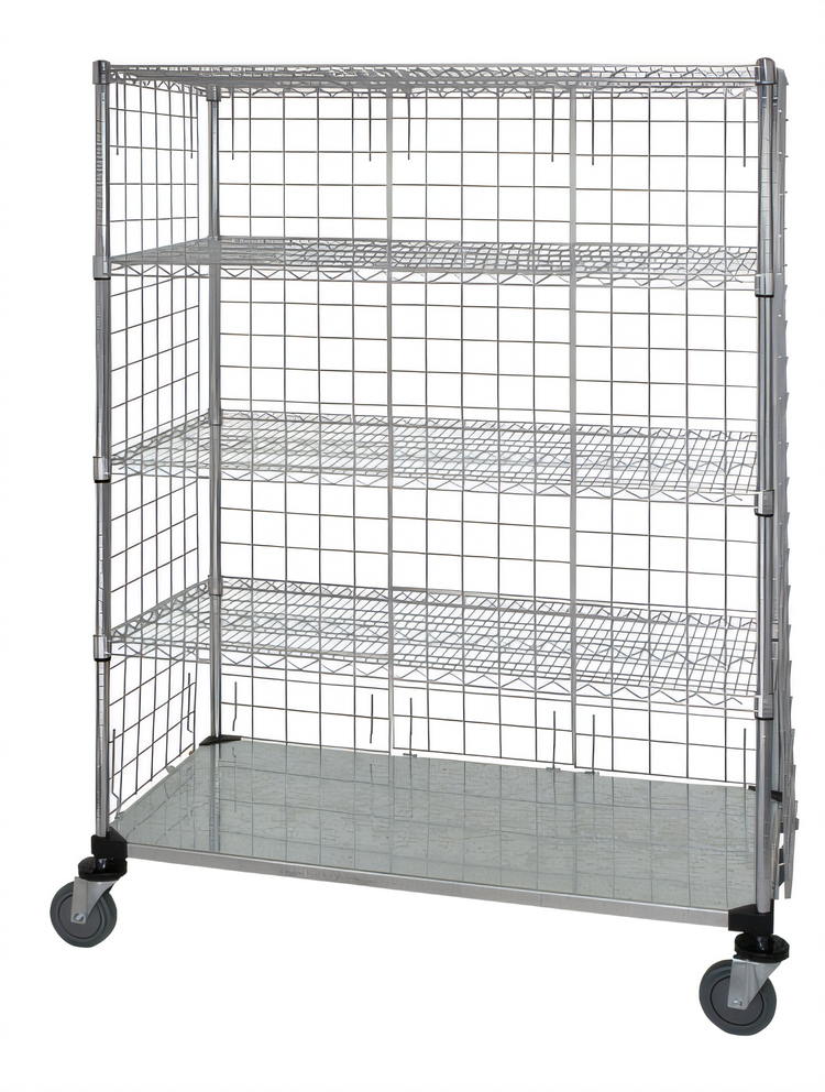Product image #1 for Quantum 5-Shelf Wire Enclosed Mobile Cart, 36 x 24 x 69 Inches, 1200 lb. Capacity