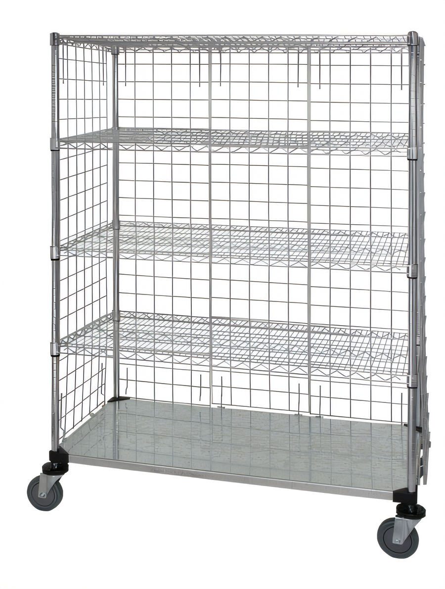 Product image #1 for Quantum 5-Shelf Wire Enclosed Mobile Cart, 36 x 24 x 69 Inches, 1200 lb. Capacity