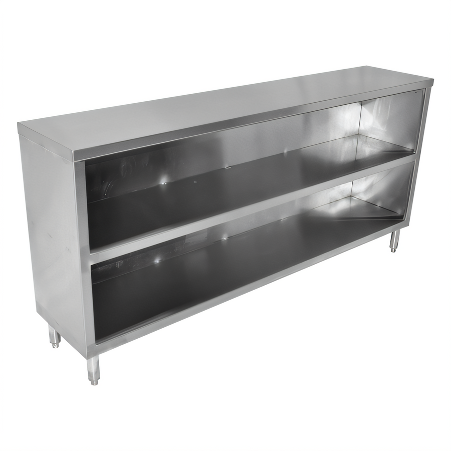 Product image #1 for John Boos 60 Inch x 18 Inch Open Front Stainless Steel Dish Cabinet with Mid-Shelf