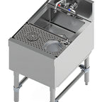 Thumbnail image #1 for Eagle Group DSGR-18-24 Freestanding Stainless Steel Underbar Dump Sink with Glass Rinser, 18-Inch Wide, 10 x 14 x 7-Inch Bowl, Deck-Mount Faucet