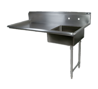 John Boos 60-Inch Undercounter Straight Soiled Dishtable with Right-To-Left Operation and 20-Inch Pre-Rinse Sink