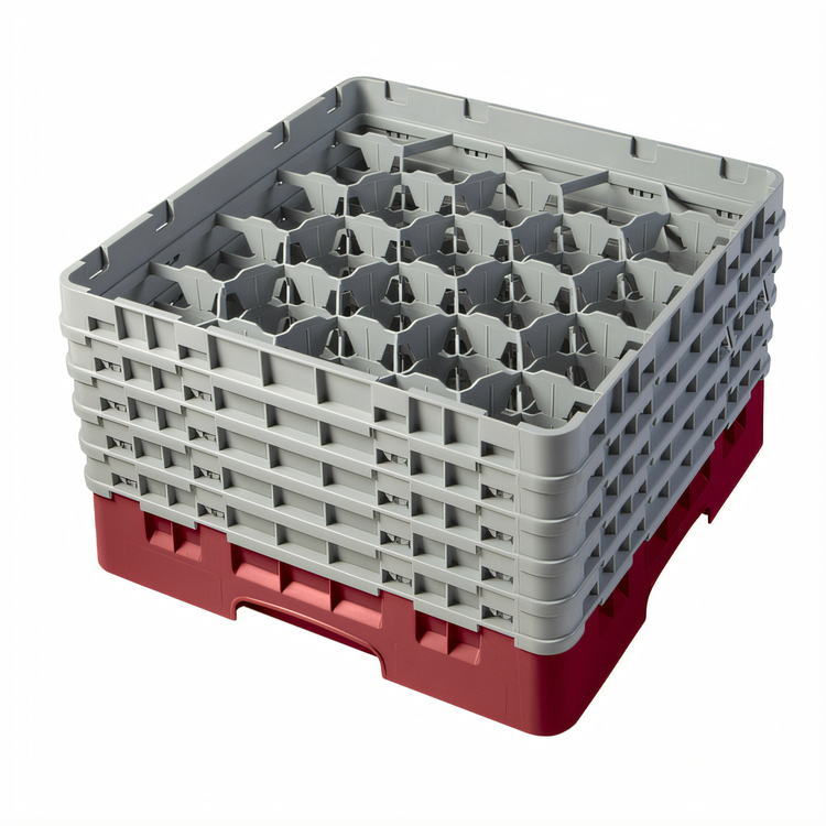 Product image #2 for Cambro Camrack Full Size 20-Compartment Glass Rack, Cranberry, 10-1/8 Inch Height