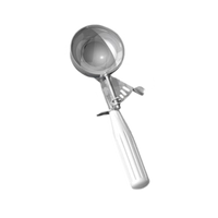 Crestware #6 Thumb Press Disher, 4-5 Ounce, White Handle, 18/8 Stainless Steel