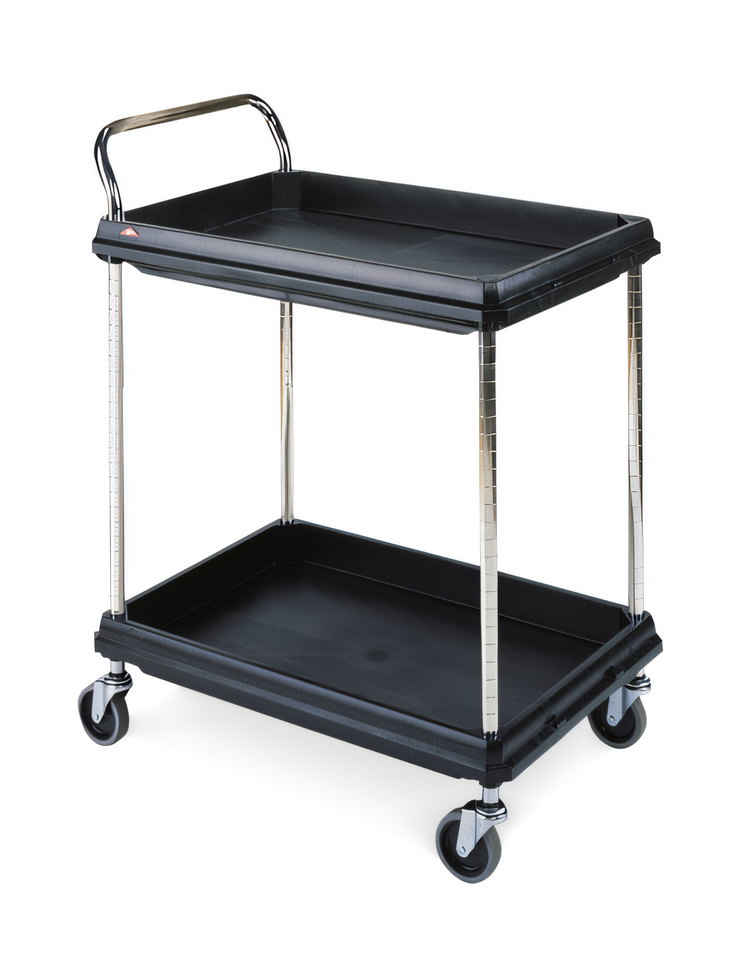 Product image #1 for Metro Deep Ledge 2-Tier Utility Bus Cart with Open Base, 38-3/4 x 27 x 41 Inches, Black