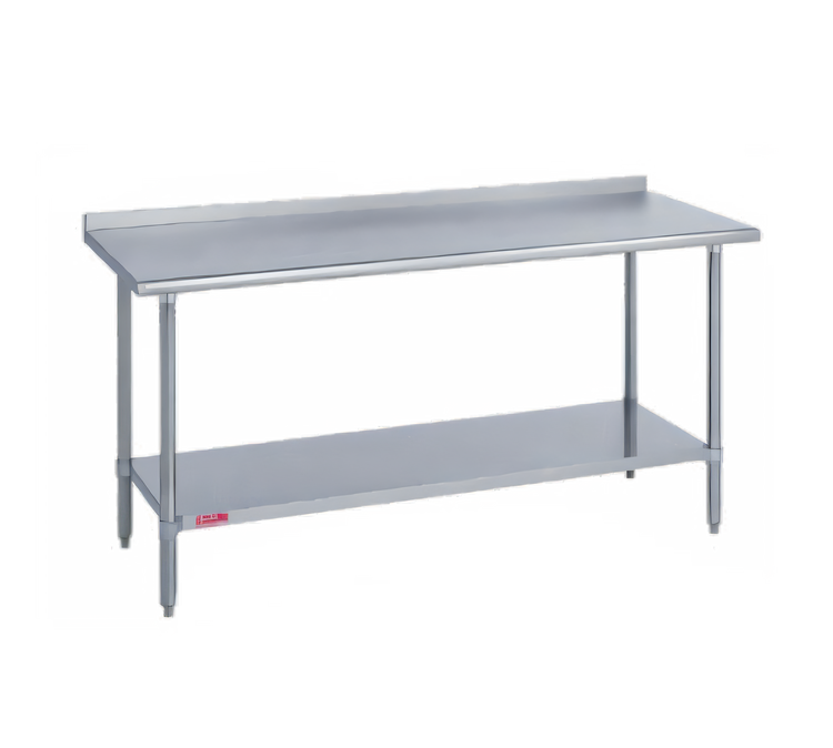Product image #1 for Duke Supreme 72-Inch x 24-Inch 14 Gauge 300 Series Stainless Steel Work Table with 1-1/8-Inch Riser and Undershelf