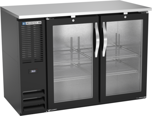 Product image #1 for Beverage Air Two-Section Back Bar Cooler with Glass Doors, 48 Inch, Black Exterior