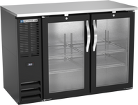 Beverage Air Two-Section Back Bar Cooler with Glass Doors, 48 Inch, Black Exterior