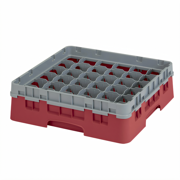 Product image #2 for Cambro Camrack Full Size 36-Compartment Glass Rack with Soft Gray Extender, Cranberry