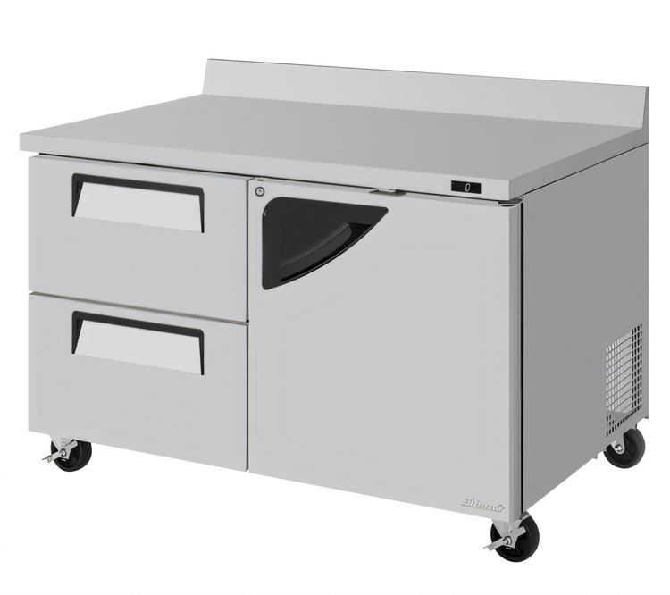 Product image #1 for Turbo Air Super Deluxe 2-Section Worktop Freezer with 1 Door and 2 Drawers, 48-1/4 Inch Wide, Rear-Mounted Self-Contained