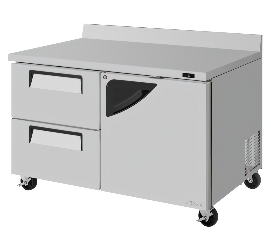 Product image #1 for Turbo Air Super Deluxe 2-Section Worktop Freezer with 1 Door and 2 Drawers, 48-1/4 Inch Wide, Rear-Mounted Self-Contained