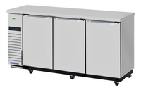 Turbo Air TBB-24-72SSD-N6 Super Deluxe Narrow 3-Section Back Bar Cooler, 3 Solid Doors, Self-Contained Side-Mount