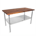 Thumbnail image #1 for John Boos 60-Inch x 24-Inch x 35-Inch Wood Top Work Table with Adjustable Undershelf, American Black Walnut, Galvanized Legs
