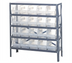 Thumbnail image #1 for Quantum Heavy Duty Stationary Wire Shelving Unit with 5 Shelves and 20 Clear Bins, 36