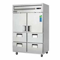 Everest Refrigeration Two-Section Reach-In Refrigerator with Half Doors and Drawers, 48 Cu. Ft., Top-Mounted Self-Contained Refrigeration, Stainless Steel