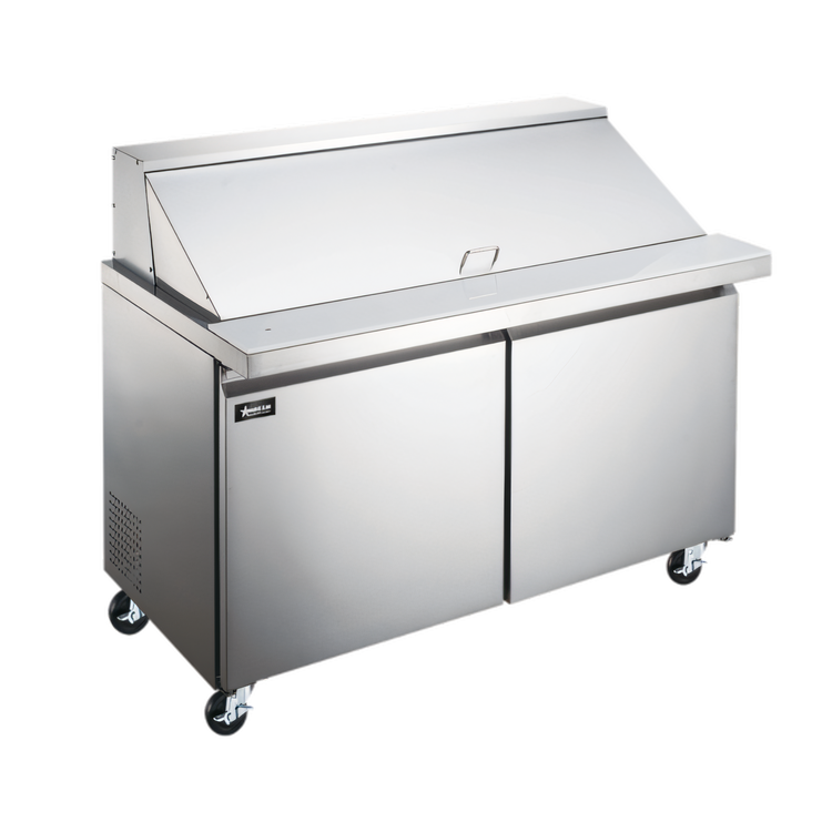 Product image #2 for Omcan USA Mega Top 2-Section Refrigerated Sandwich/Salad Prep Table, 36.2-Inch, Rear-Mount Self-Contained, 15-Pan Capacity