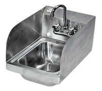 Klinger's Trading Wall-Mount Stainless Steel Hand Sink with Side Splashes, Gooseneck Faucet, and Basket Drain